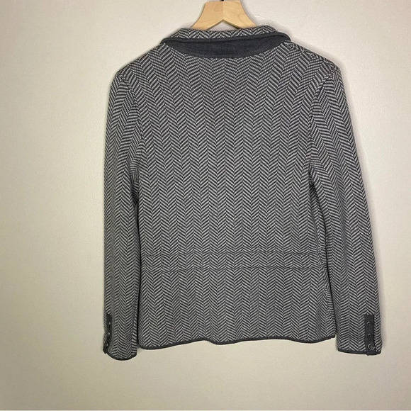 Talbots petite Merino Wool Sweater Blazer herringbone pattern small grey soft - Picture 9 of 9